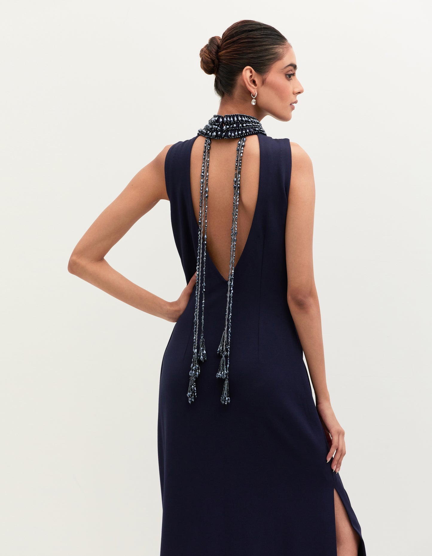 Tapsee Pannu in Navy Blue Scuba Georgette Embroidered Gown