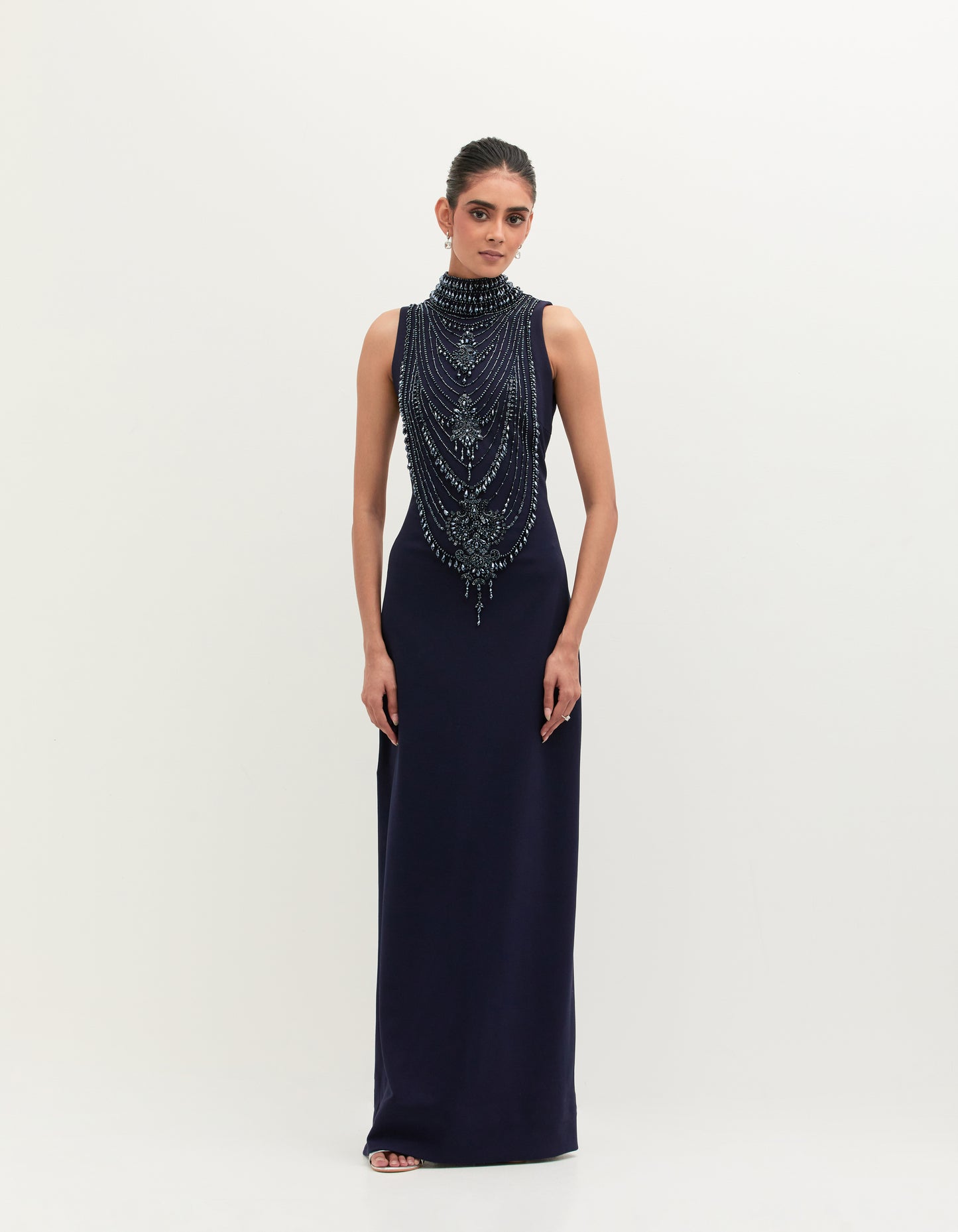 Tapsee Pannu in Navy Blue Scuba Georgette Embroidered Gown