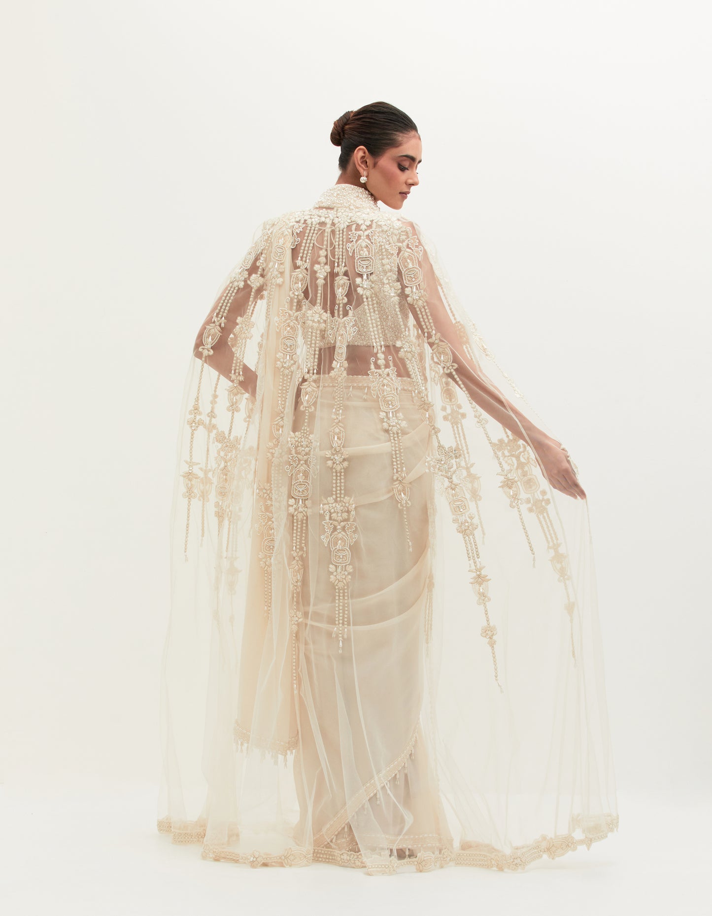 Masoom Minawala in Mehta Ivory Georgette Embroidered Saree Set