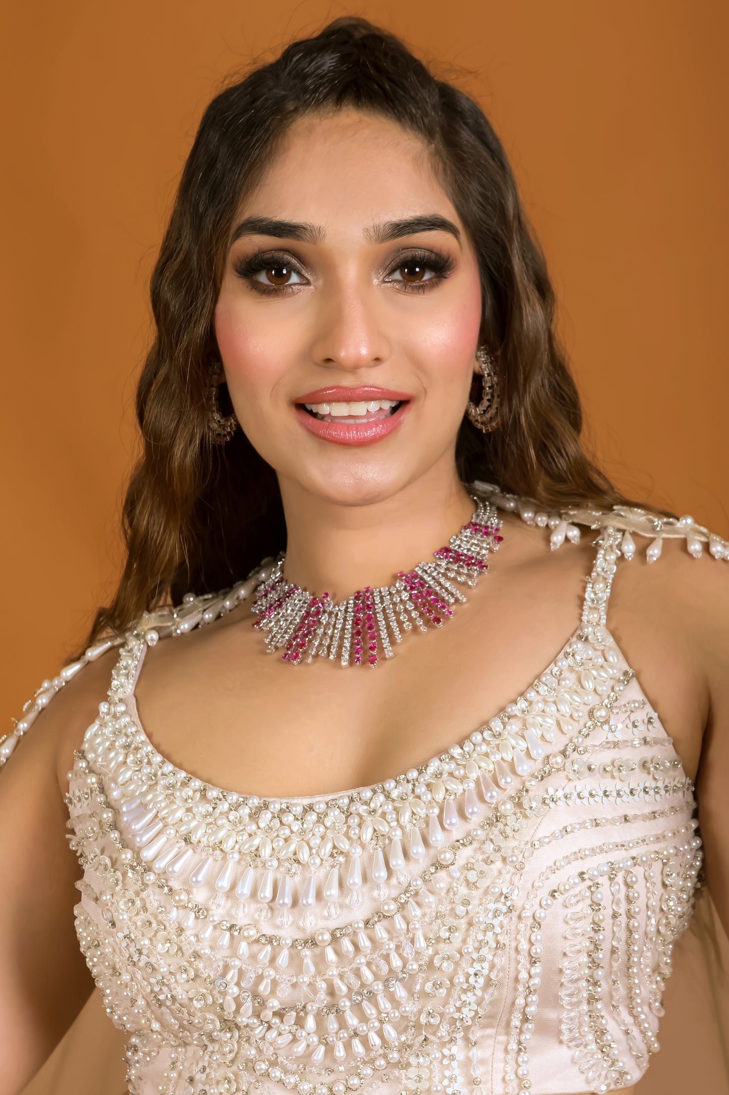 Tasheen Rahimtoola in Champagne Queen of Pearl Lehenga Set