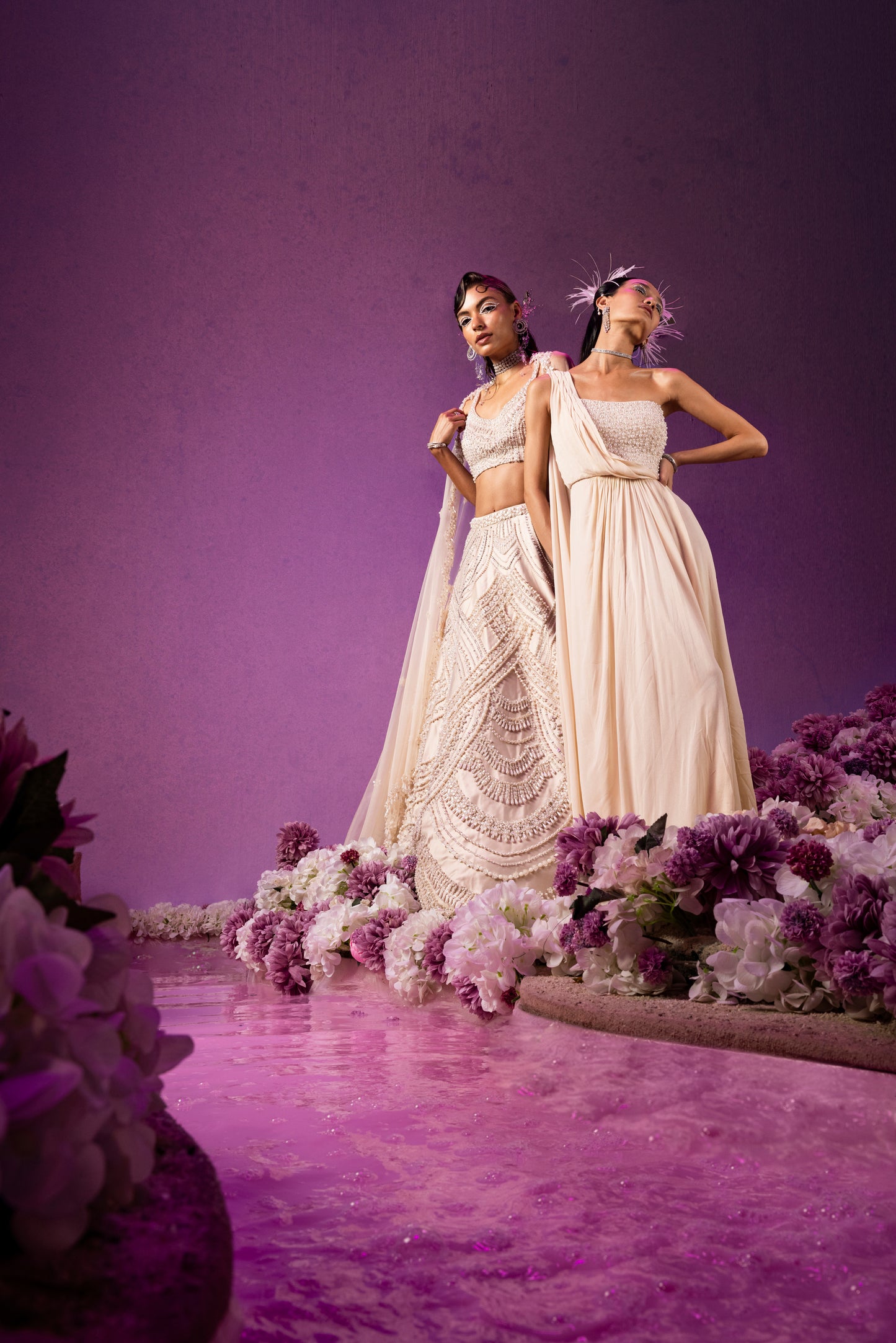 Tasheen Rahimtoola in Champagne Queen of Pearl Lehenga Set