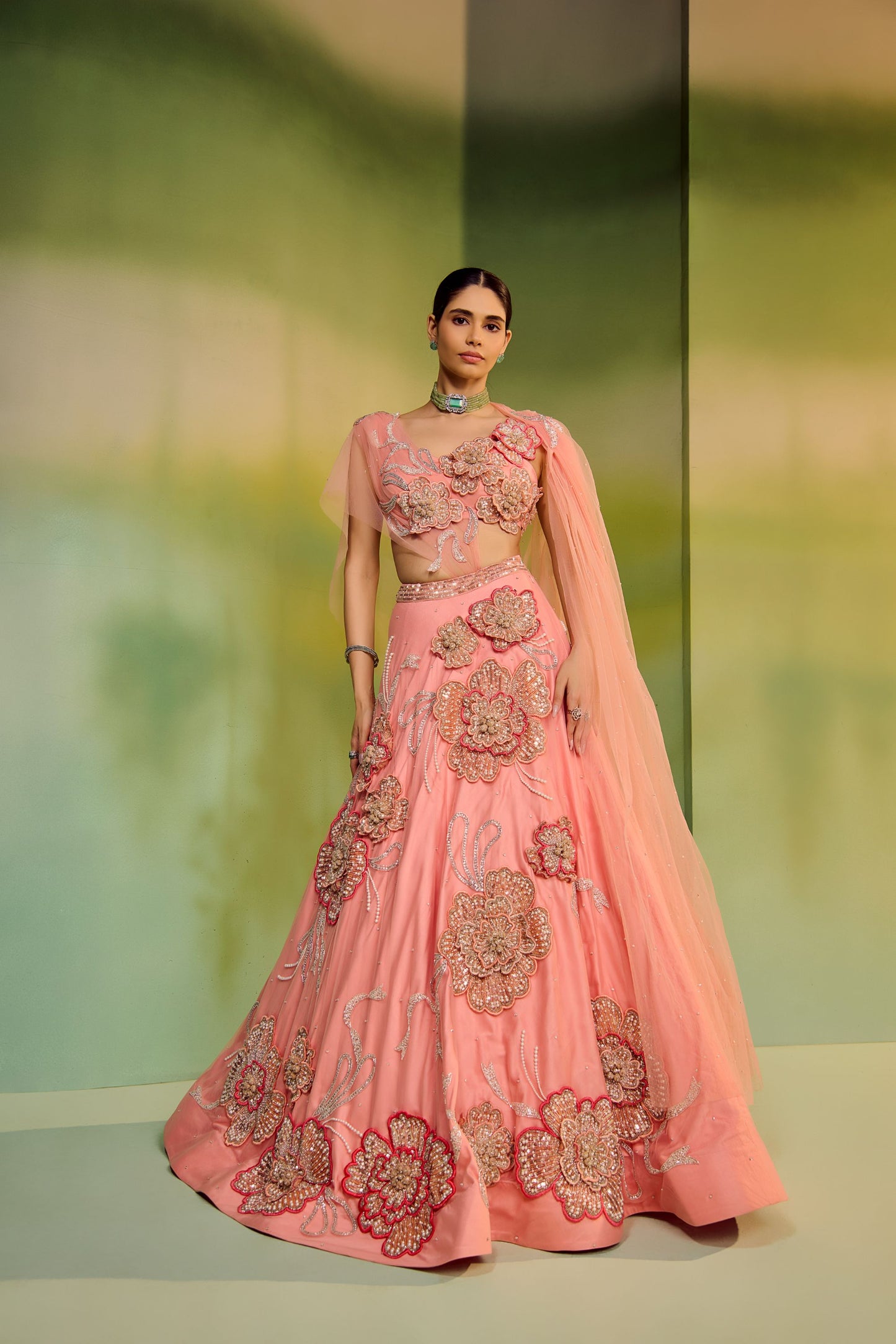 3D flower lehenga