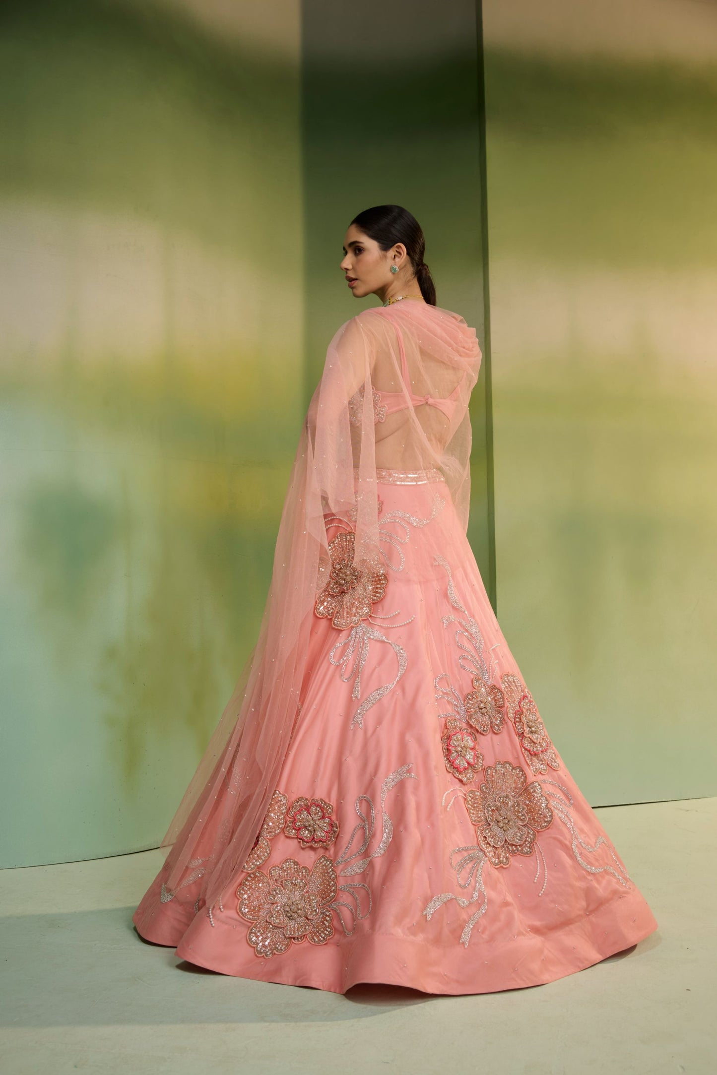 3D flower lehenga
