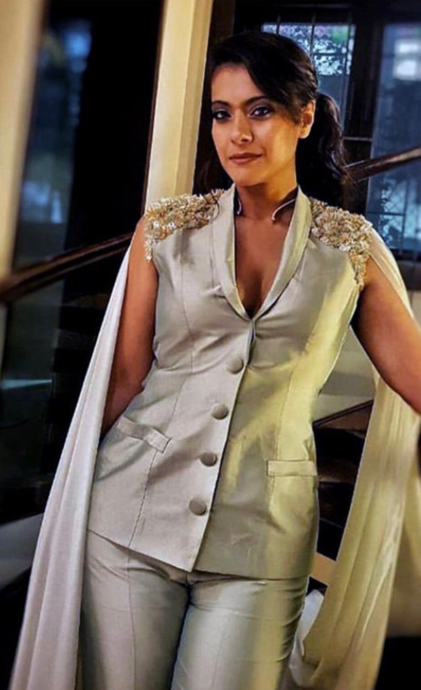 Kajol in Mint Embroidered Pant Set