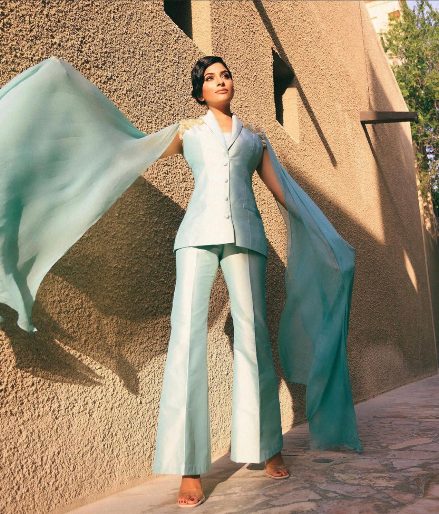 Kajol in Mint Embroidered Pant Set