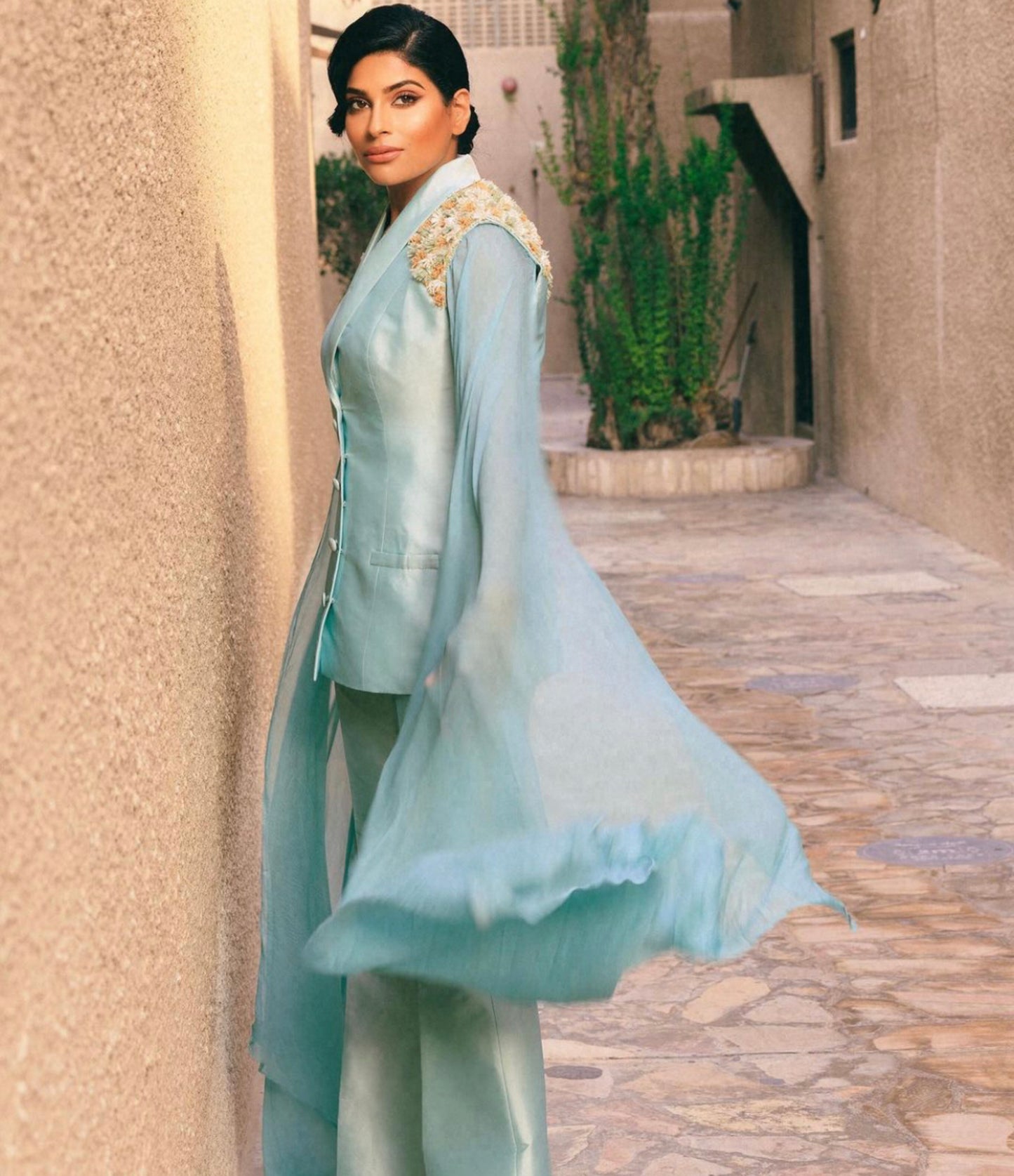 Kajol in Mint Embroidered Pant Set