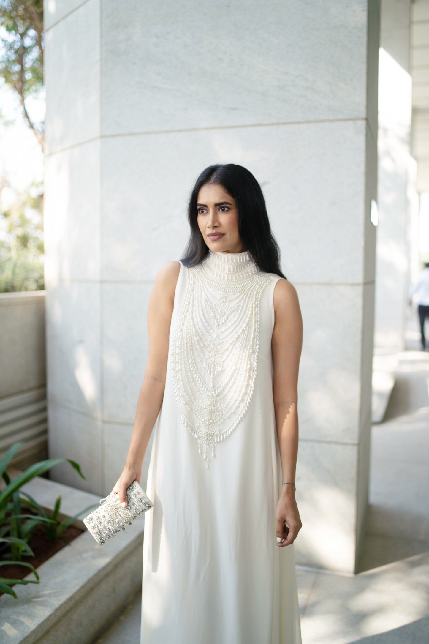 Ivory Pendant Georgette Mala Maxi