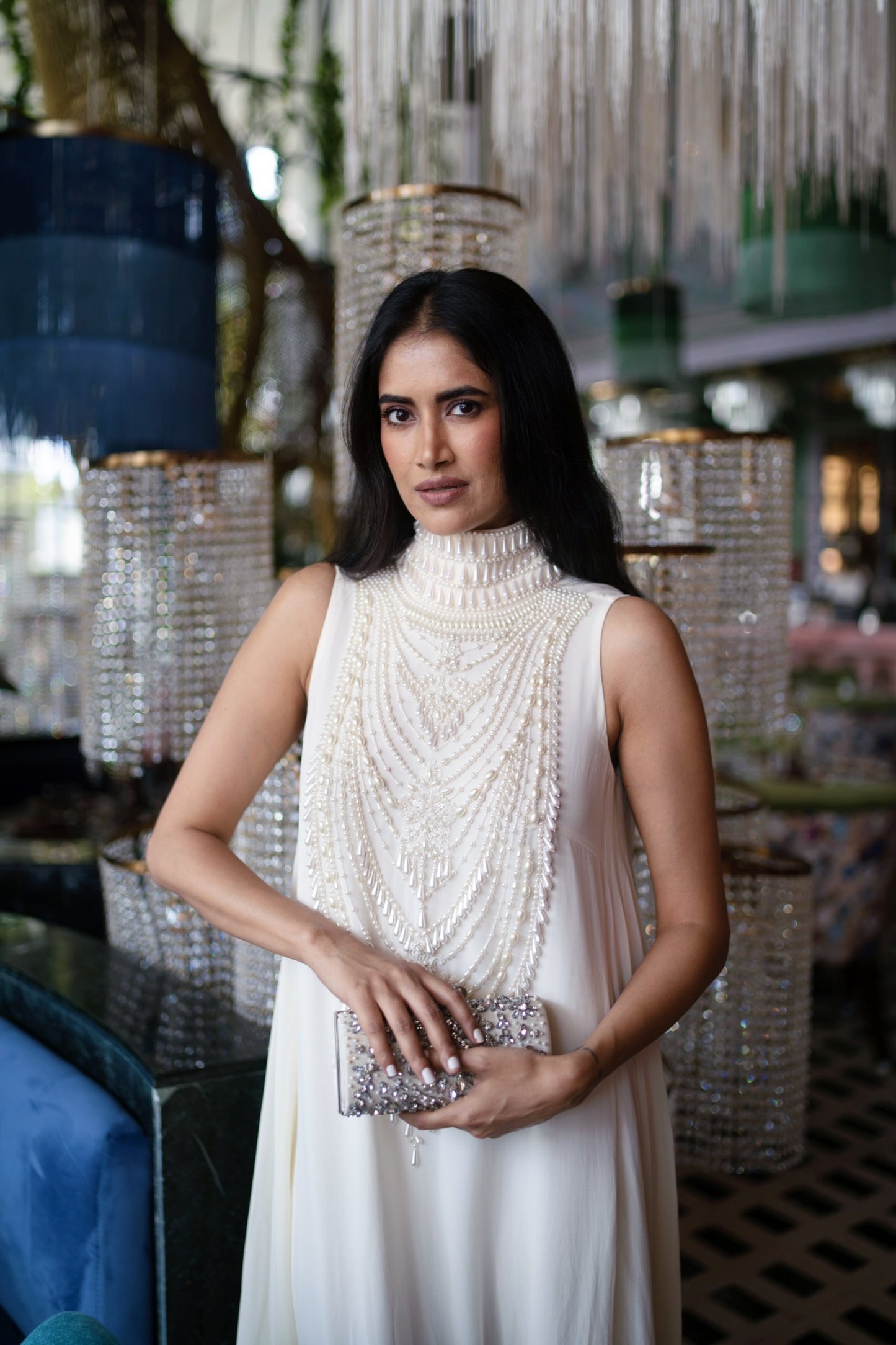 Ivory Pendant Georgette Mala Maxi