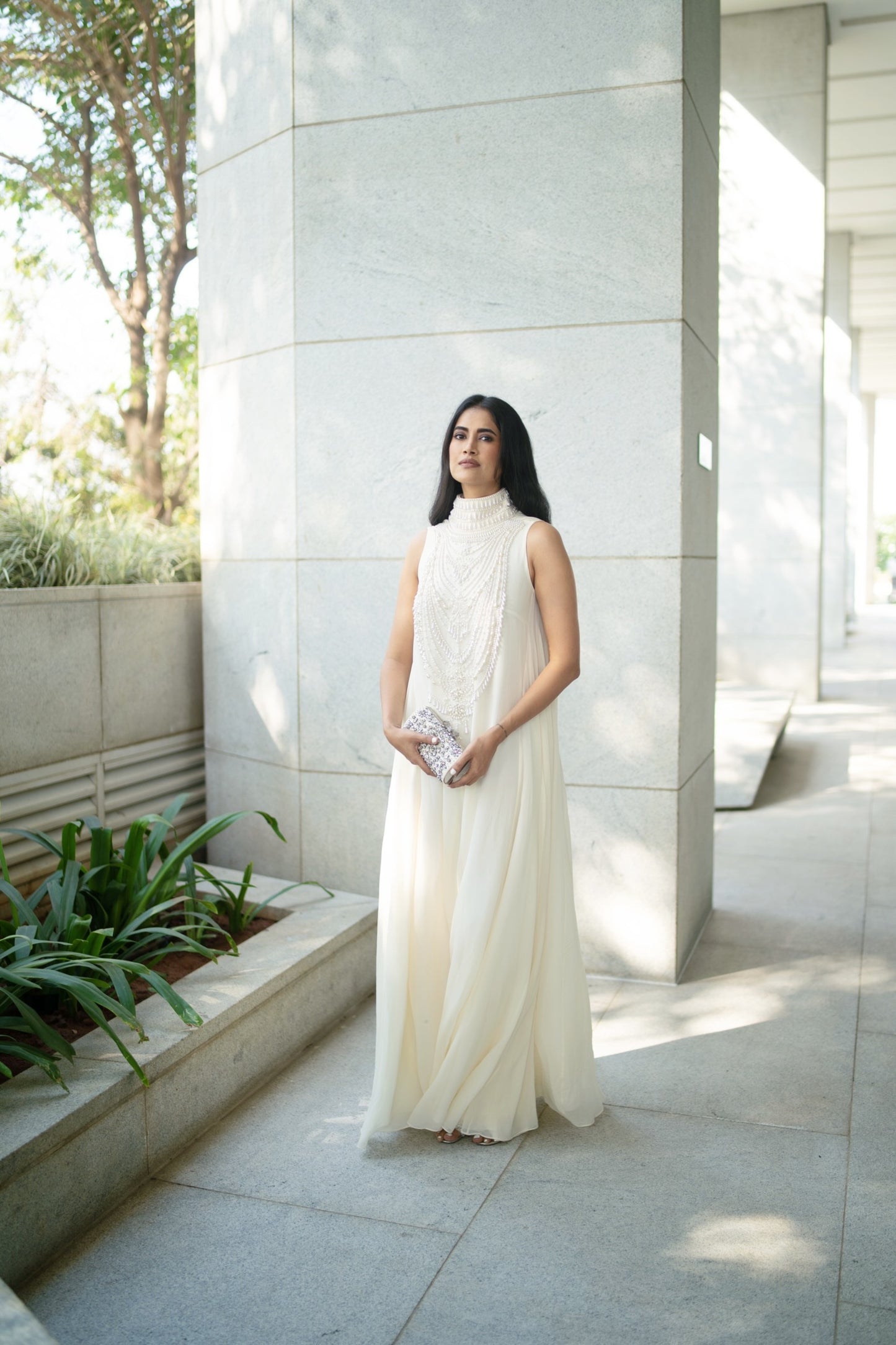 Ivory Pendant Georgette Mala Maxi