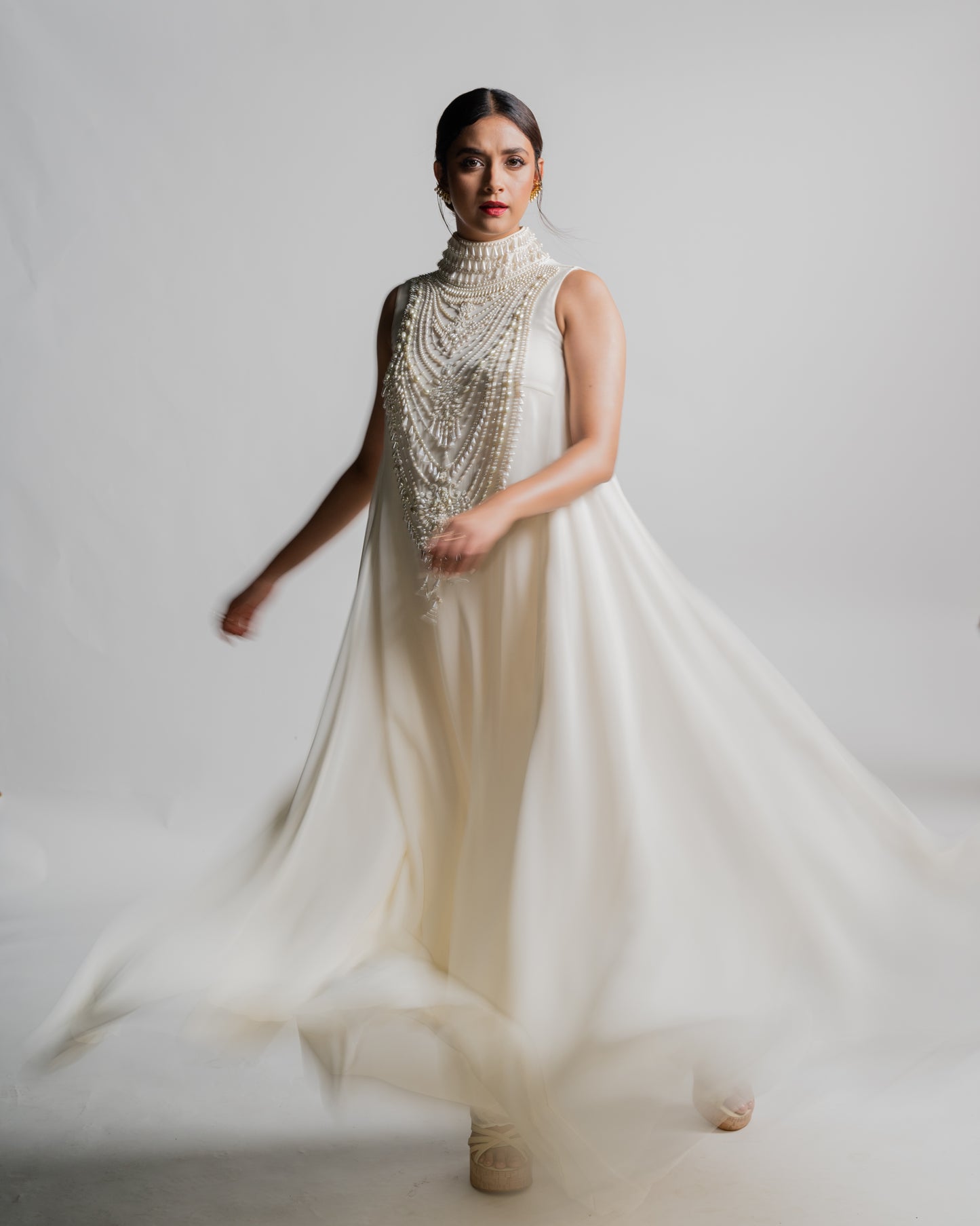 Ivory Pendant Georgette Mala Maxi