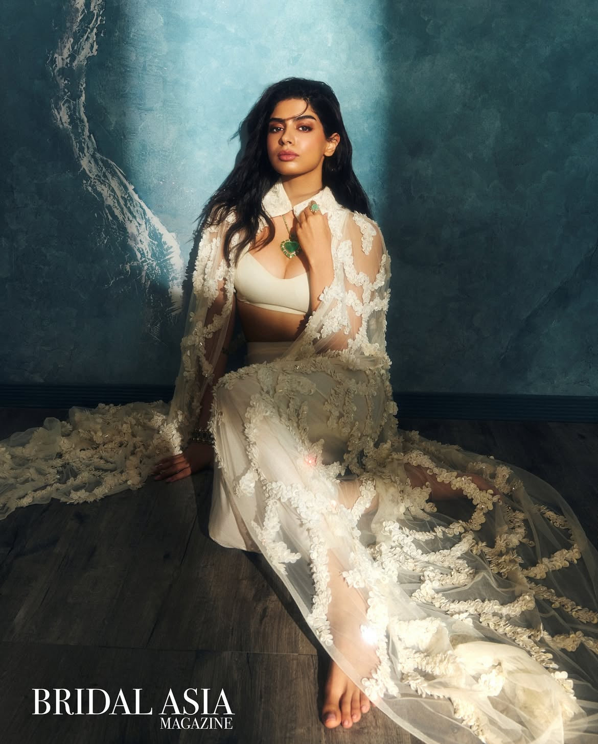 Khushi Kapoor in Our Ivory Rafia Cascade Cape
