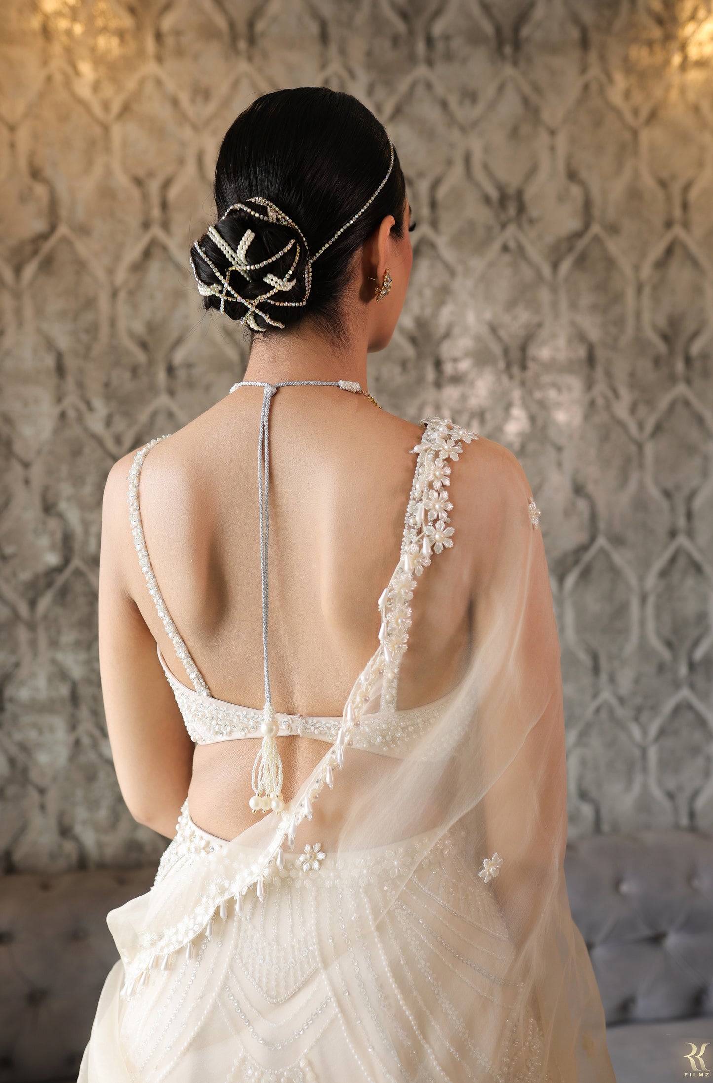 Tasheen Rahimtoola in Champagne Queen of Pearl Lehenga Set