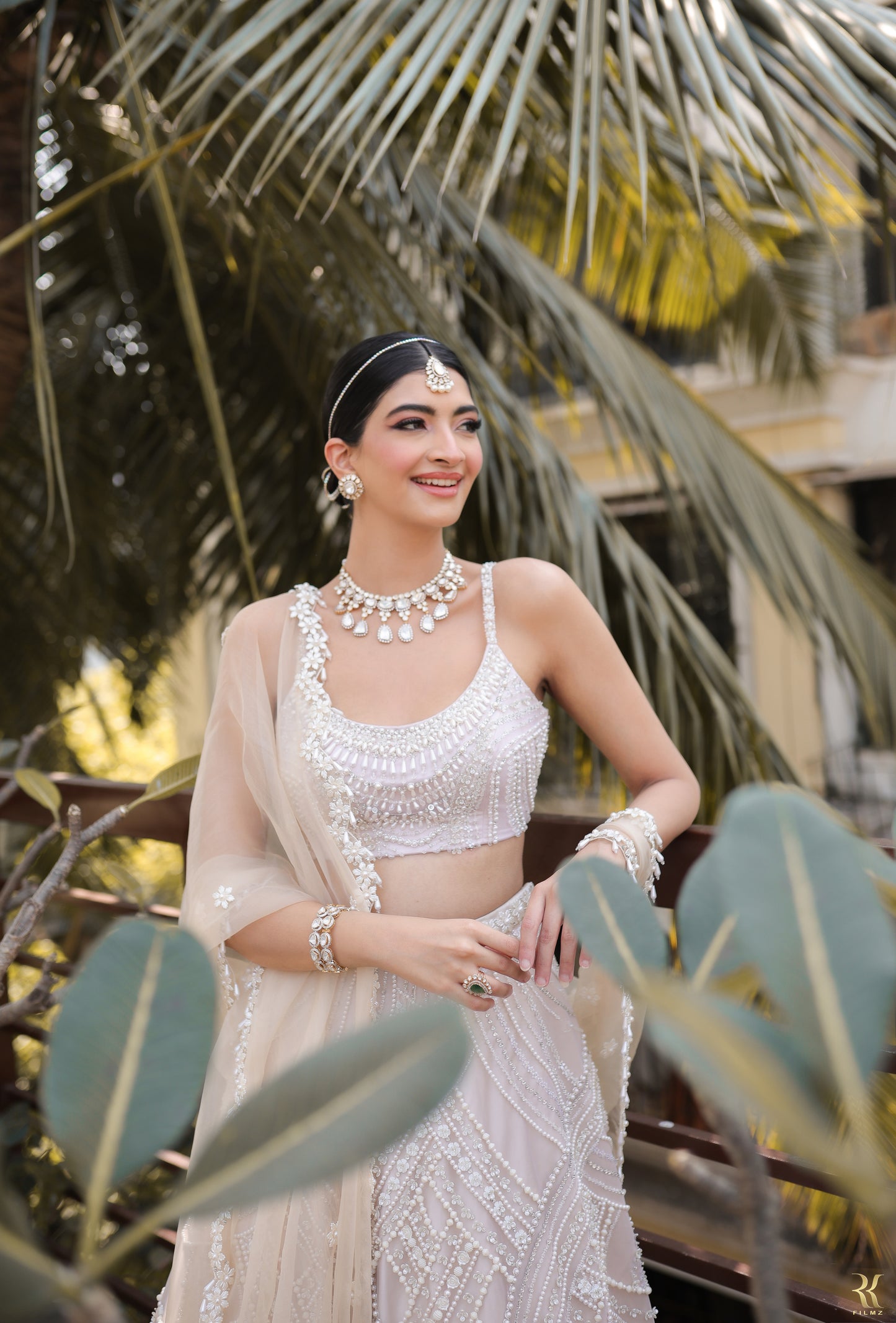 Tasheen Rahimtoola in Champagne Queen of Pearl Lehenga Set
