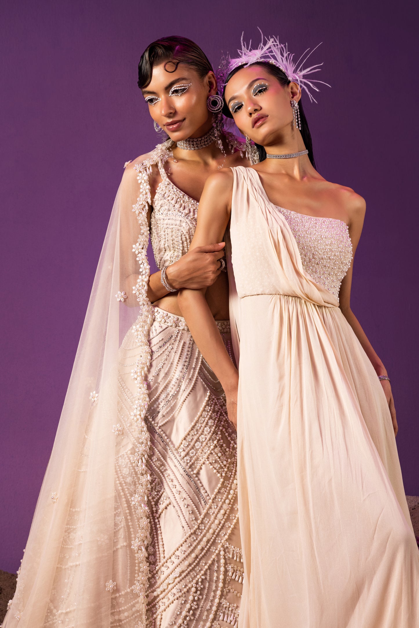 Tasheen Rahimtoola in Champagne Queen of Pearl Lehenga Set
