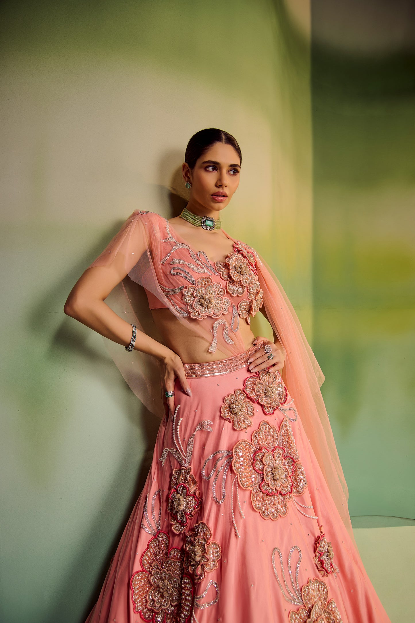 3D flower lehenga
