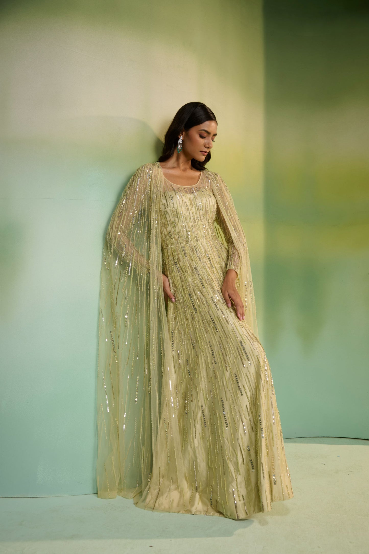 Green gown + cape
