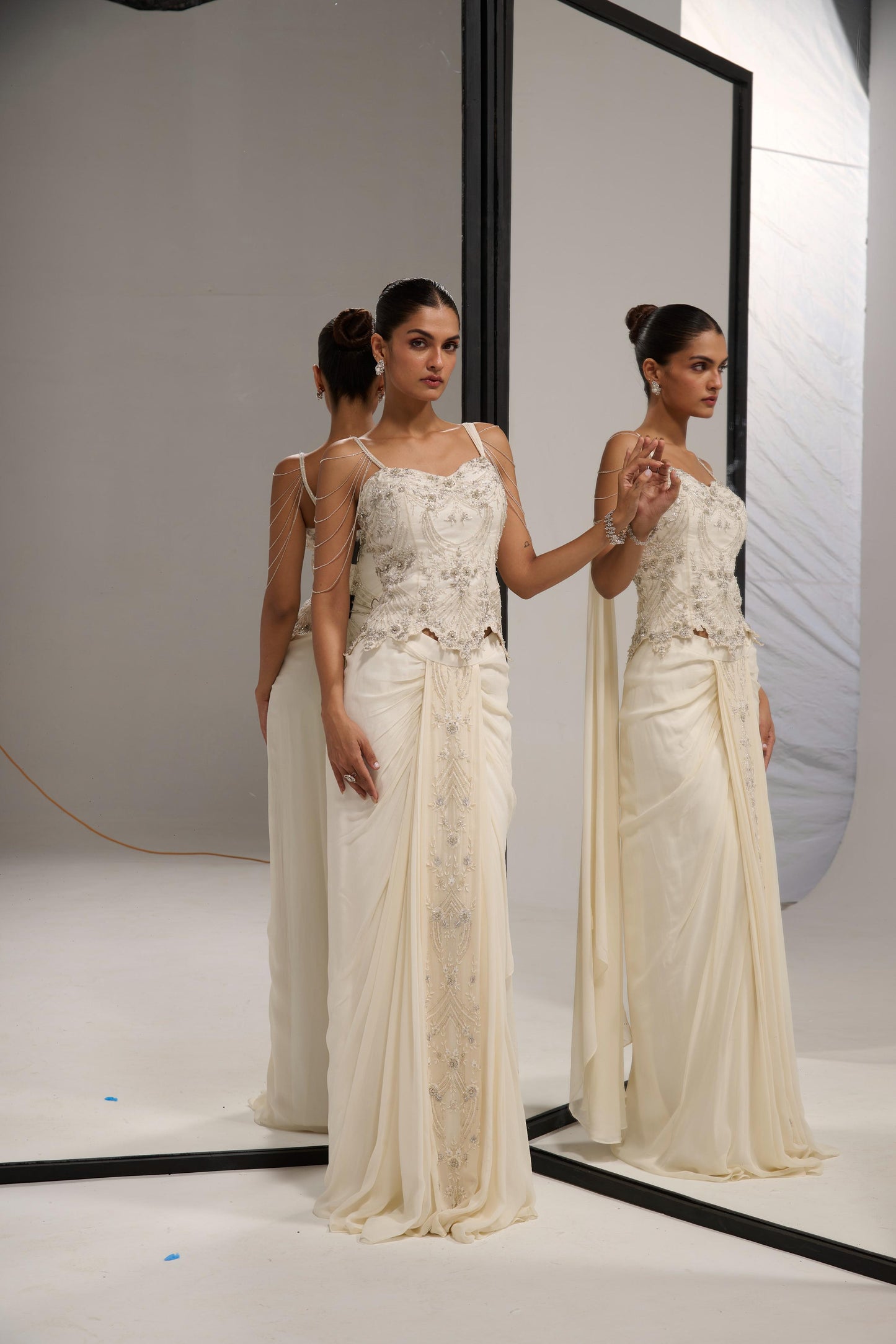 Ivory Corset saree