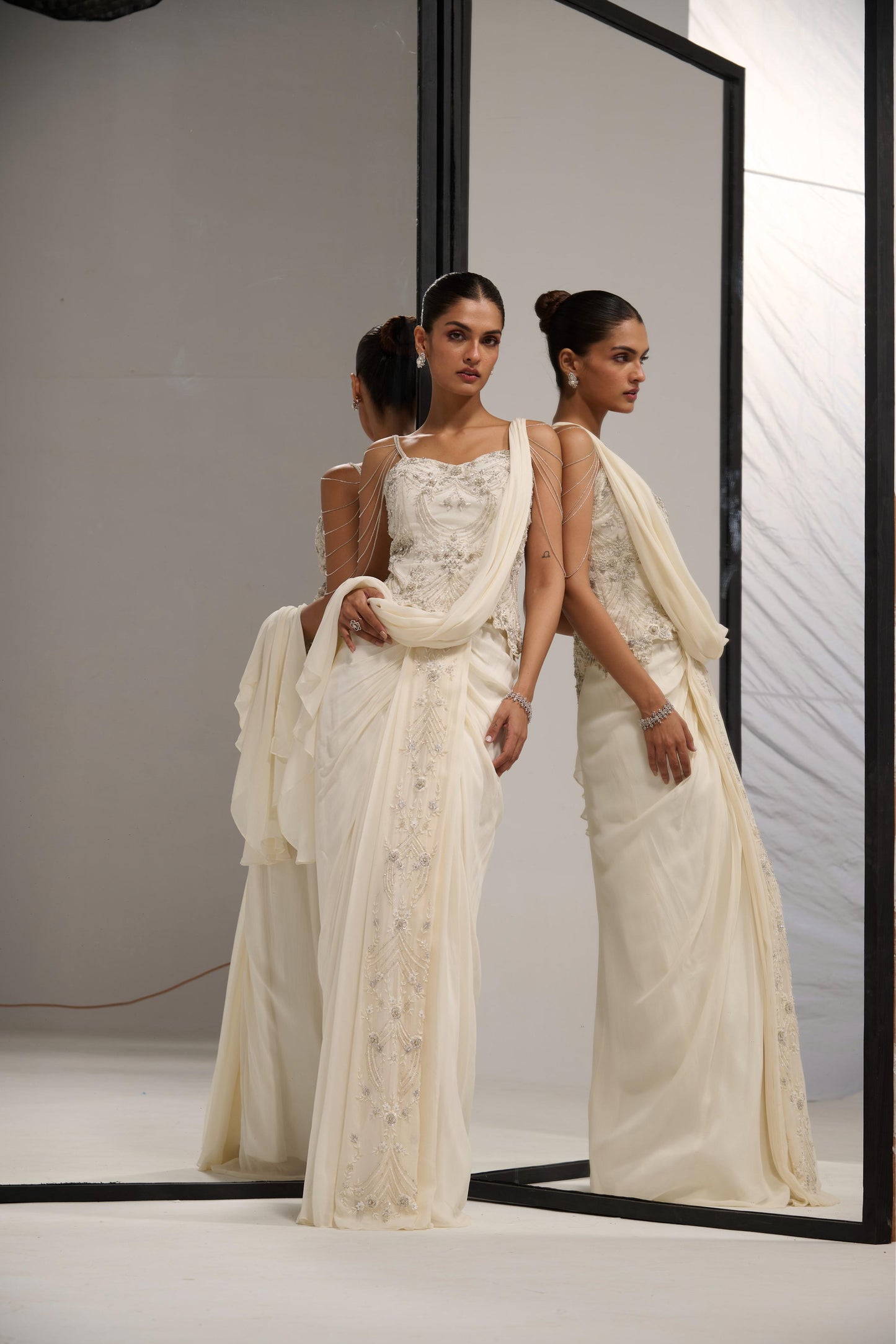 Ivory Corset saree