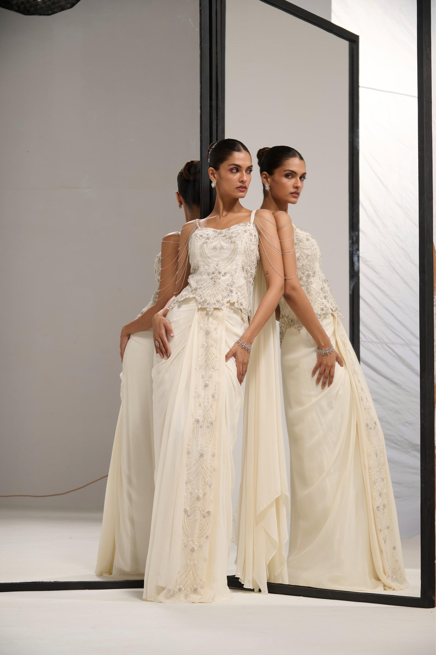Ivory Corset saree