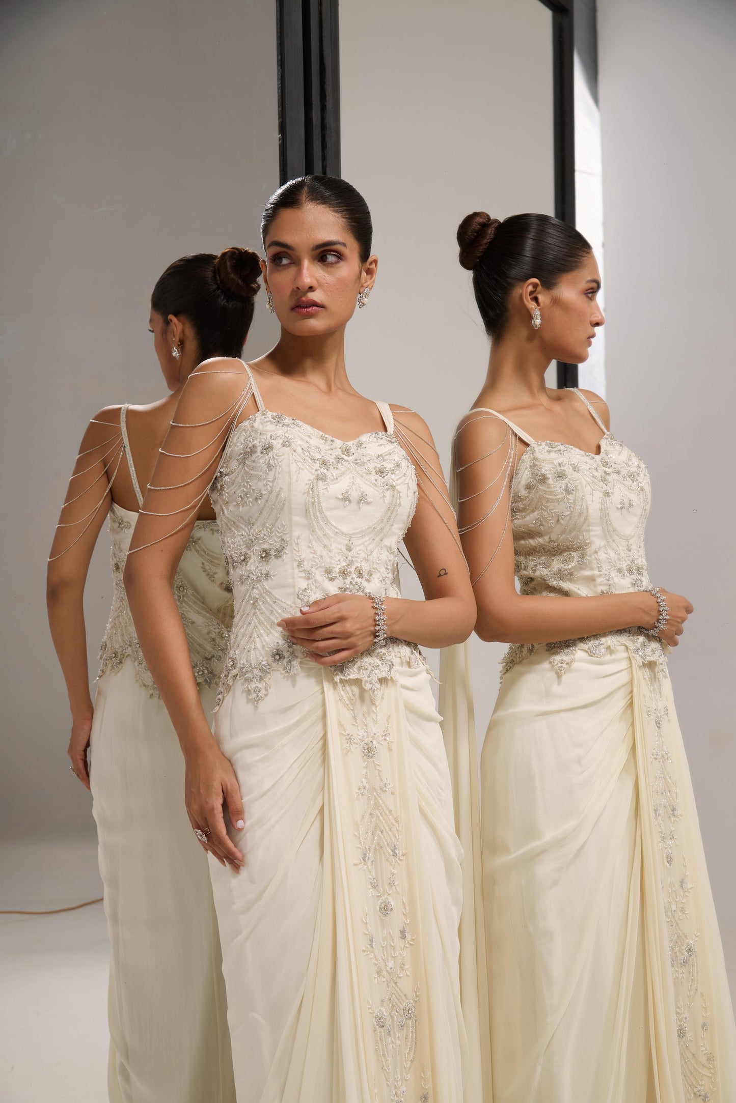 Ivory Corset saree
