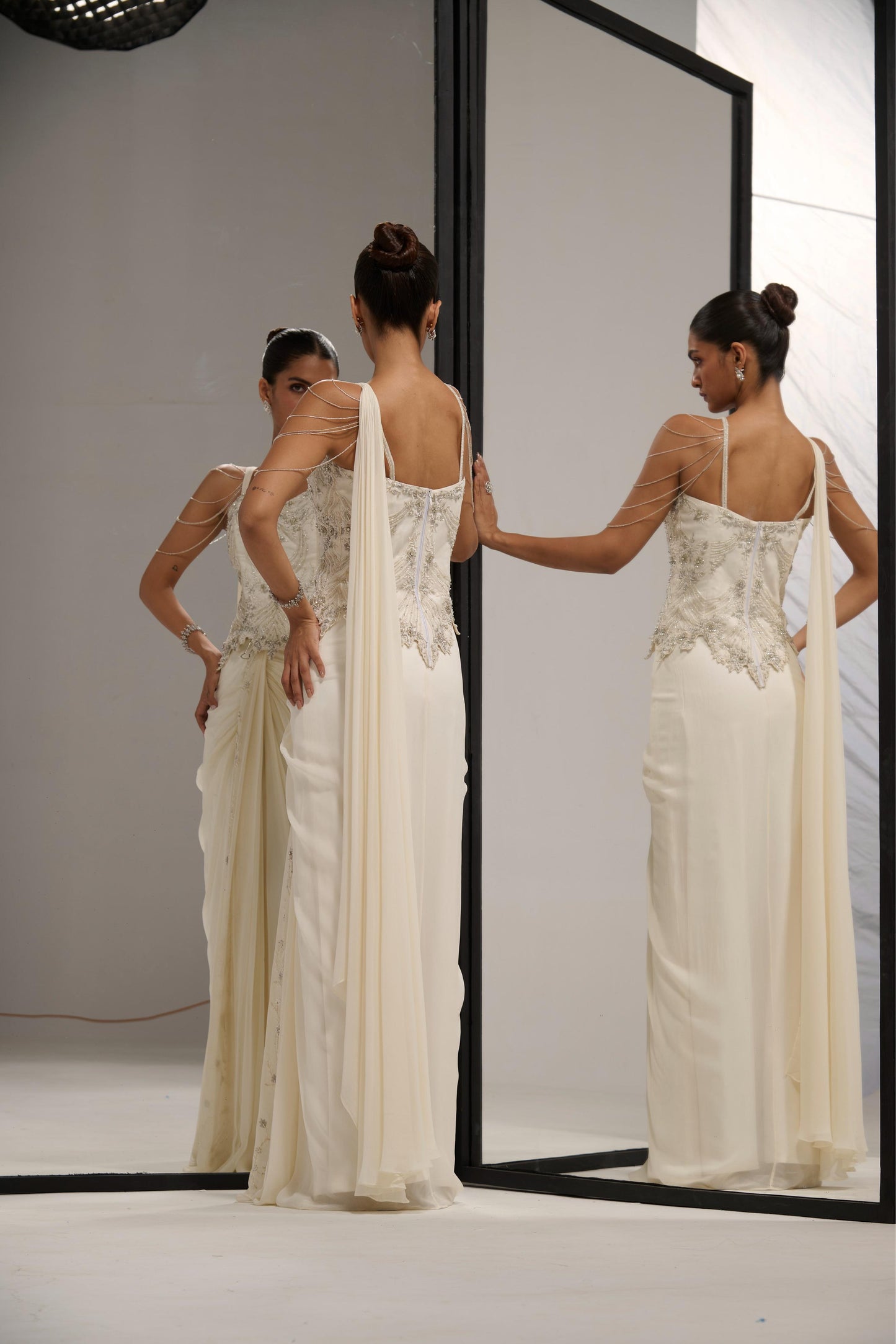 Ivory Corset saree