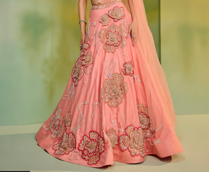 3D flower lehenga