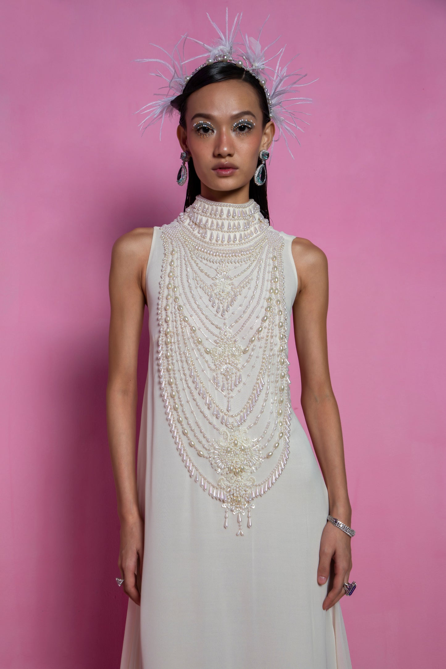 Ivory Pendant Georgette Mala Maxi