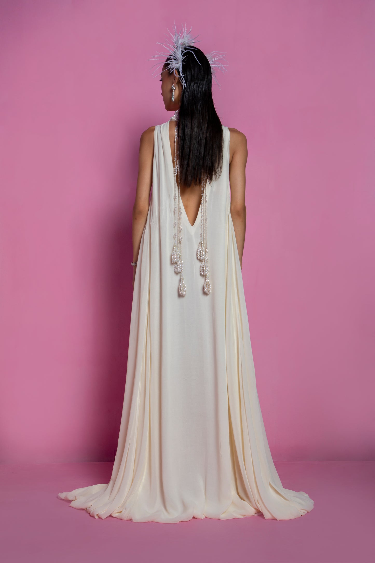 Ivory Pendant Georgette Mala Maxi