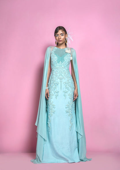 Turquoise Georgette Gown