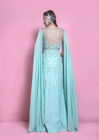 Turquoise Georgette Gown