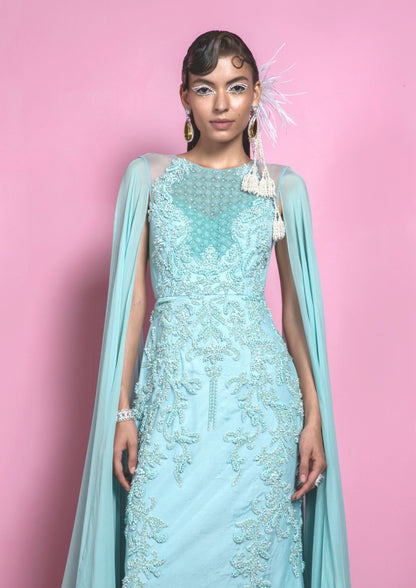 Turquoise Georgette Gown