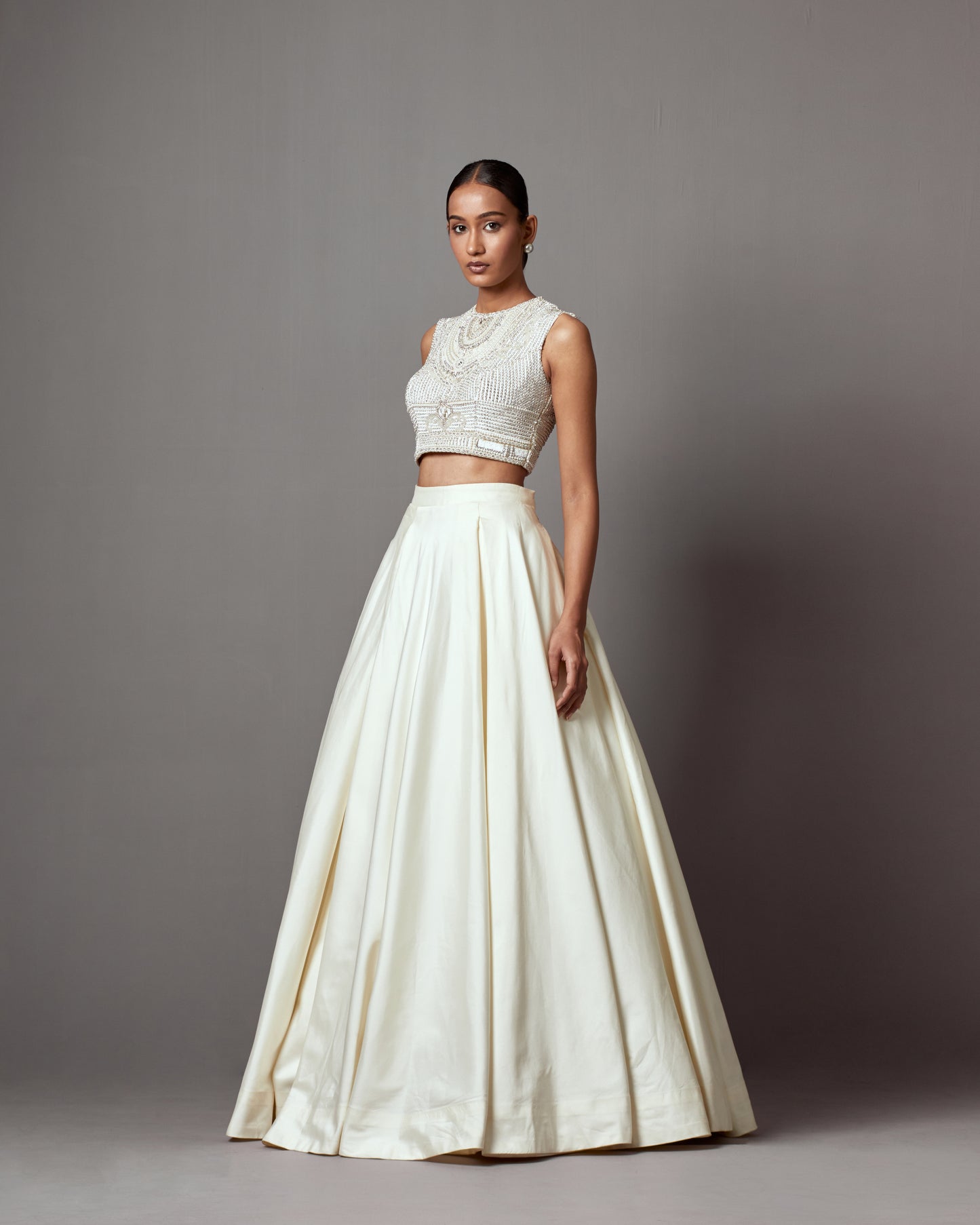 Ivory Taffeta Skirt Set