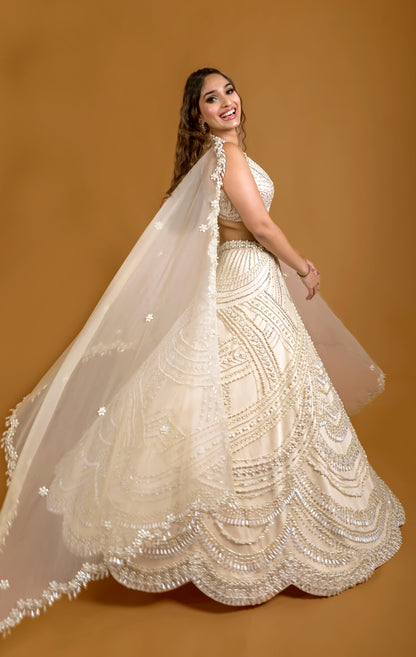 Champagne Queen of Pearl Lehenga Set