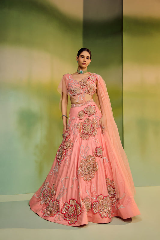 3D flower lehenga