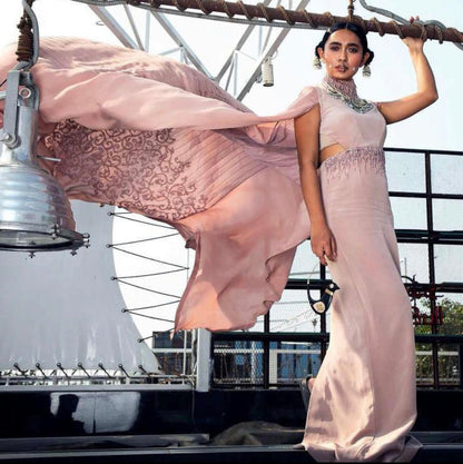 Blush Pink Gown With Handwork