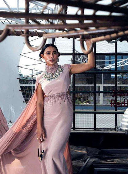 Blush Pink Gown With Handwork