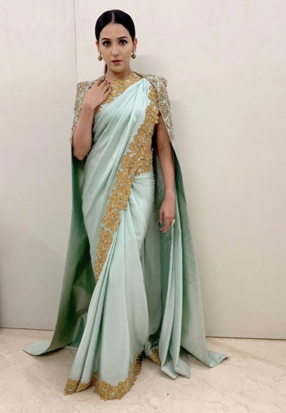 Green Organza Hand Work Saree