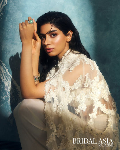 Khushi Kapoor in Our Ivory Rafia Cascade Cape