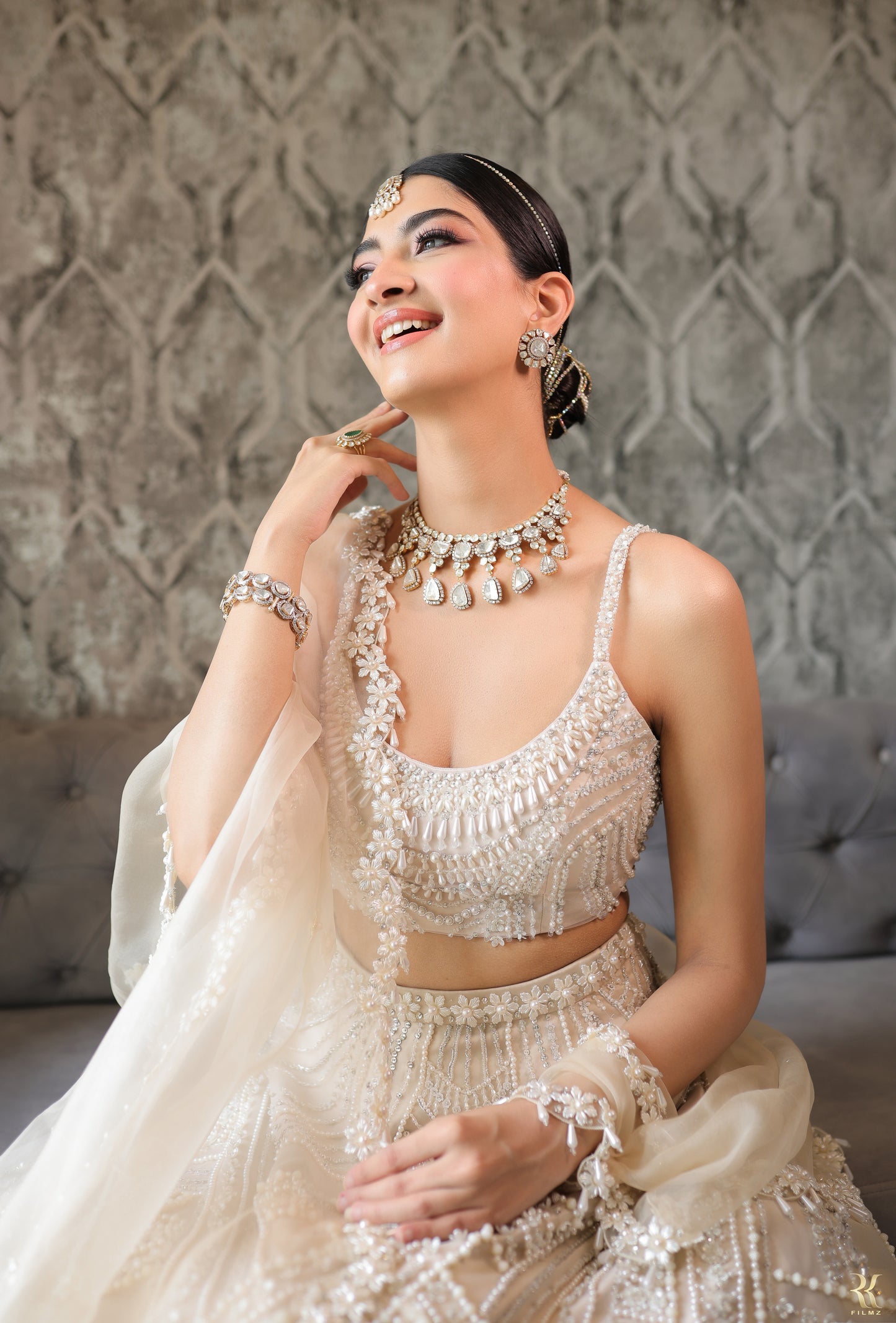 Champagne Queen of Pearl Lehenga Set