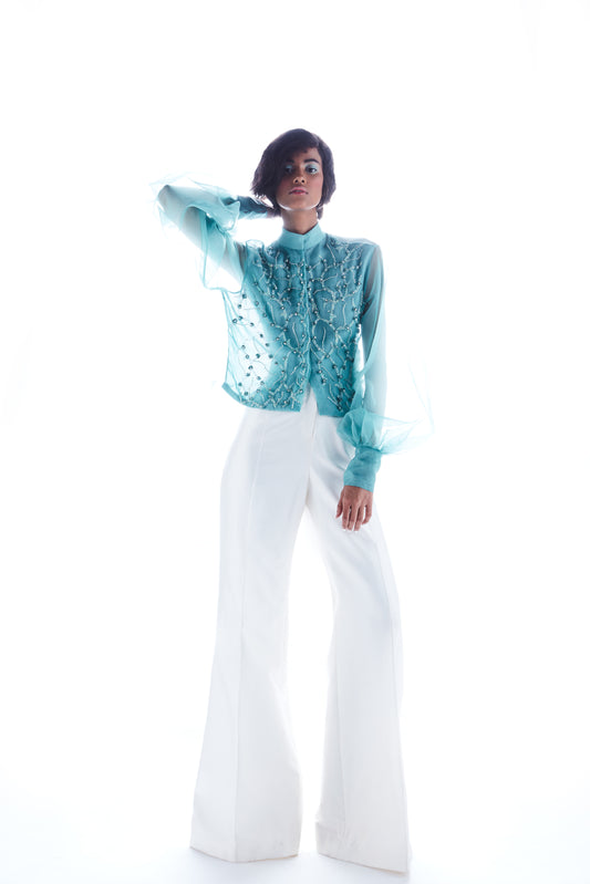 Sea Blue Organza Shirt