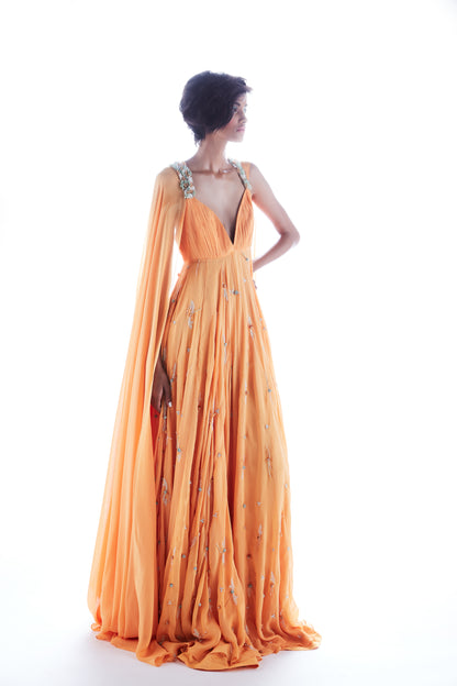 Yellow Hand Embroidered Gown