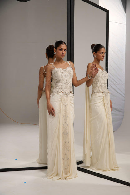 Ivory Corset saree
