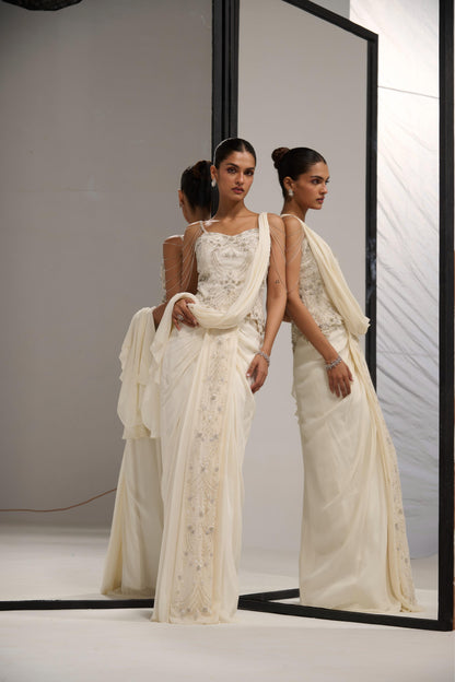 Ivory Corset saree