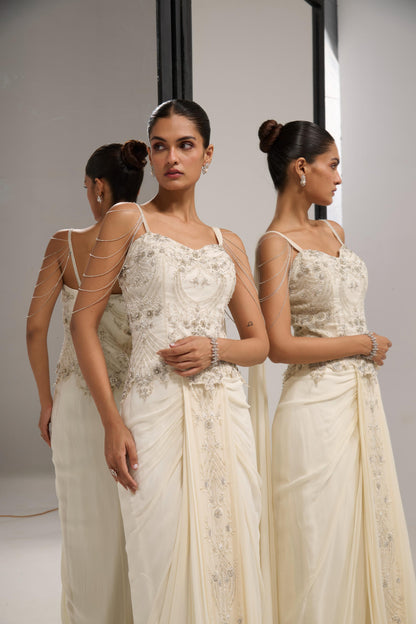 Ivory Corset saree