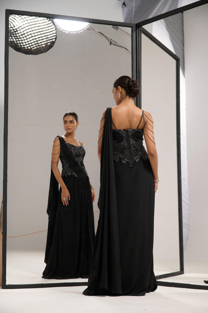 Black Corset saree