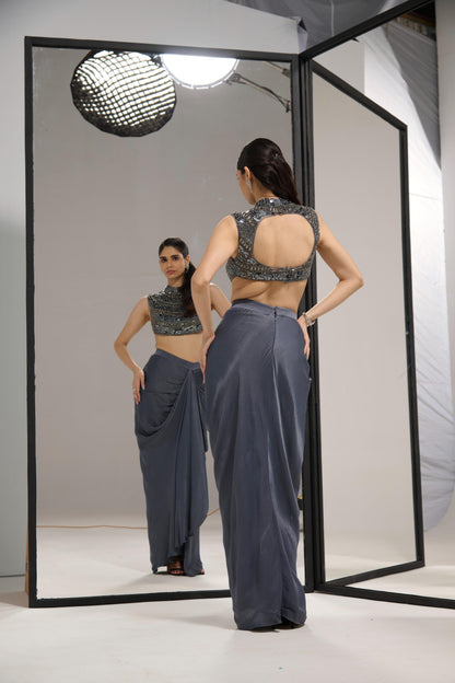 Draped skirt + blouse