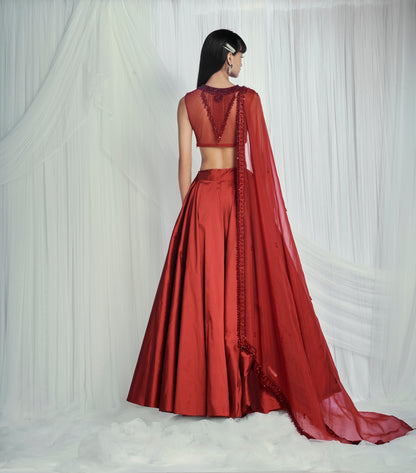 Regal Ruby Taffeta Lehenga Set