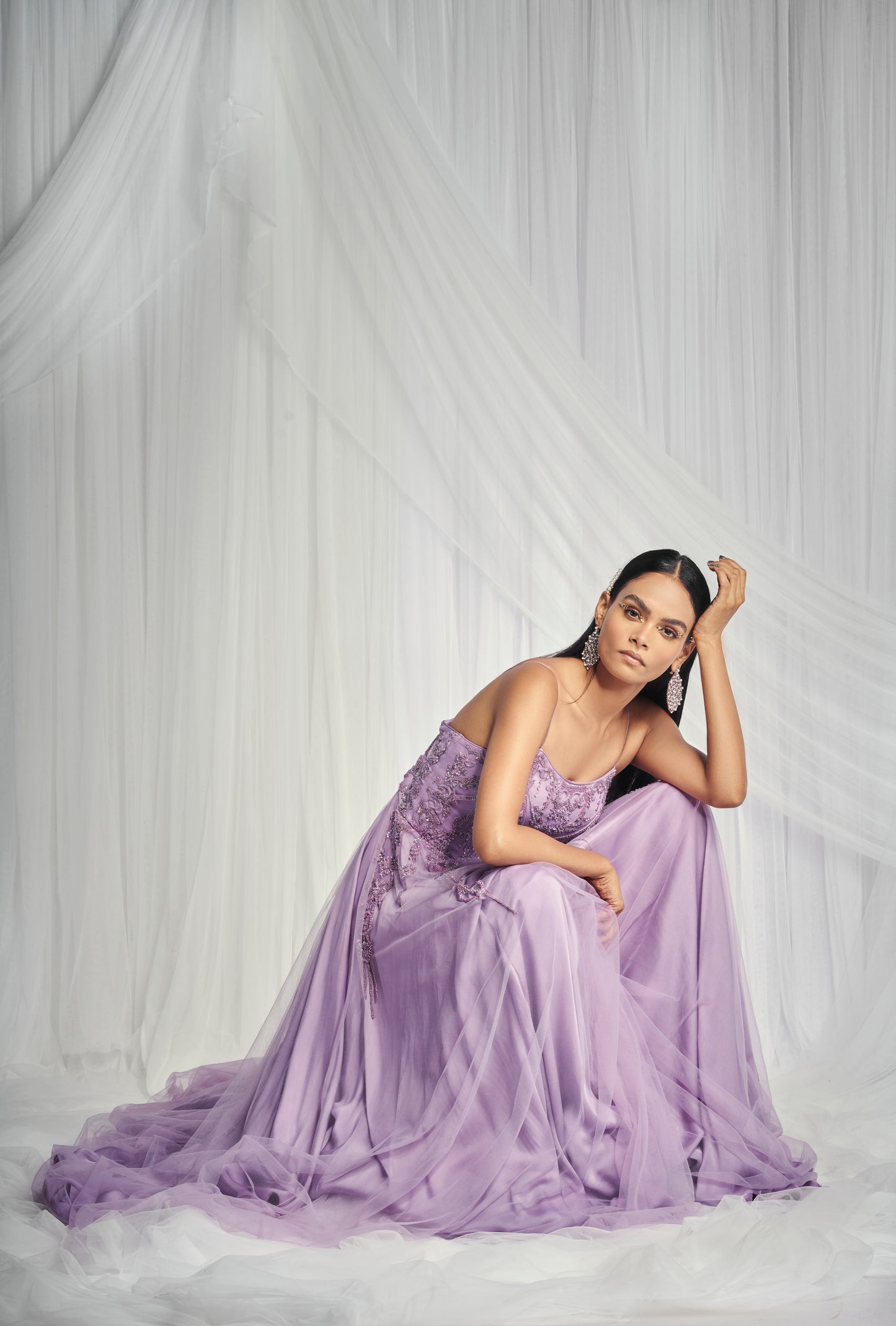 Amethyst Hand Embroidered A-Line Gown