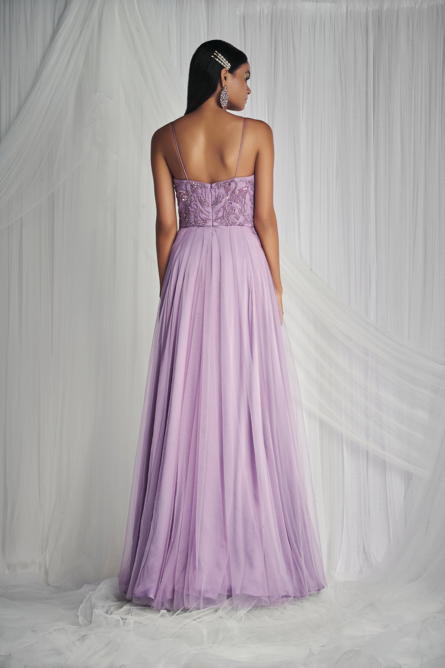 Amethyst Hand Embroidered A-Line Gown