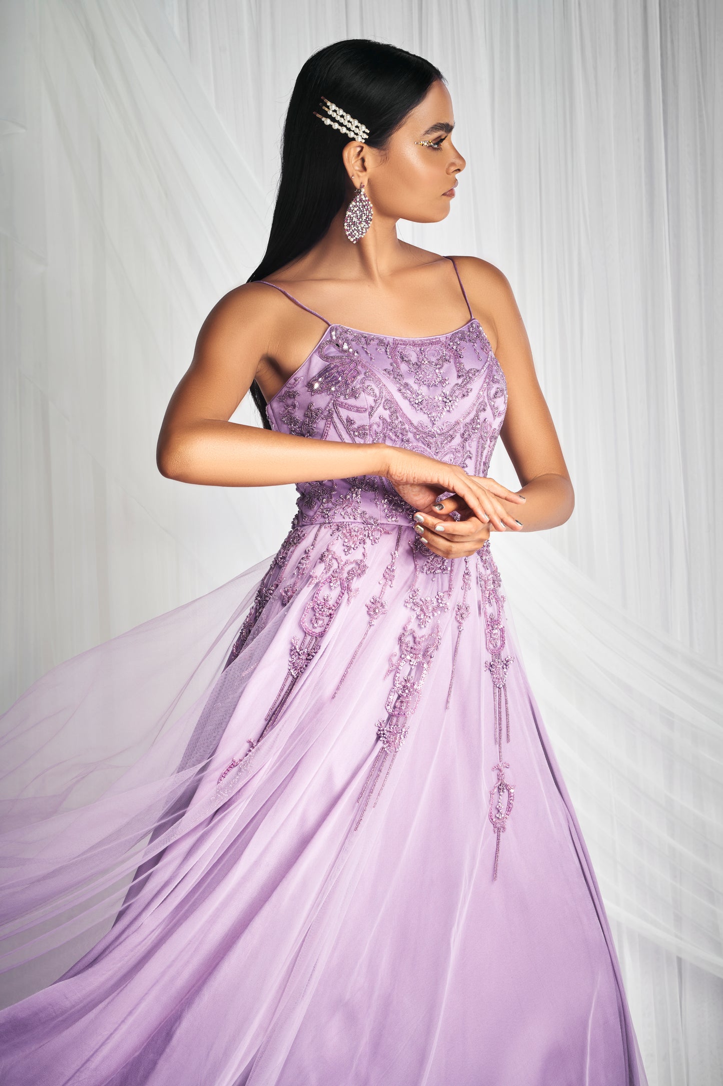 Amethyst Hand Embroidered A-Line Gown